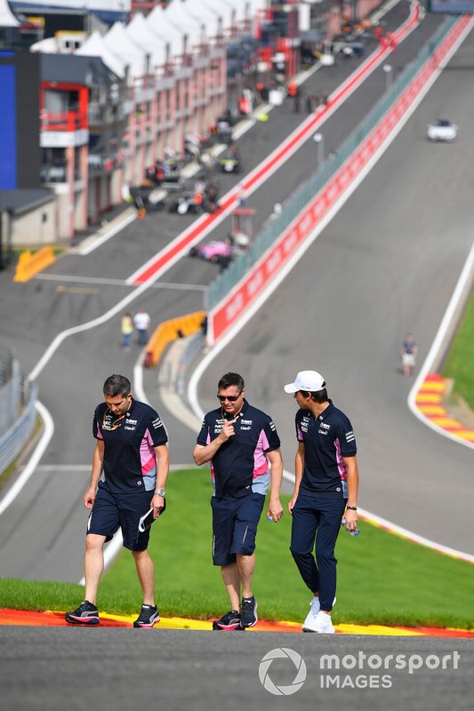 Lance Stroll, Racing Point, walks the track