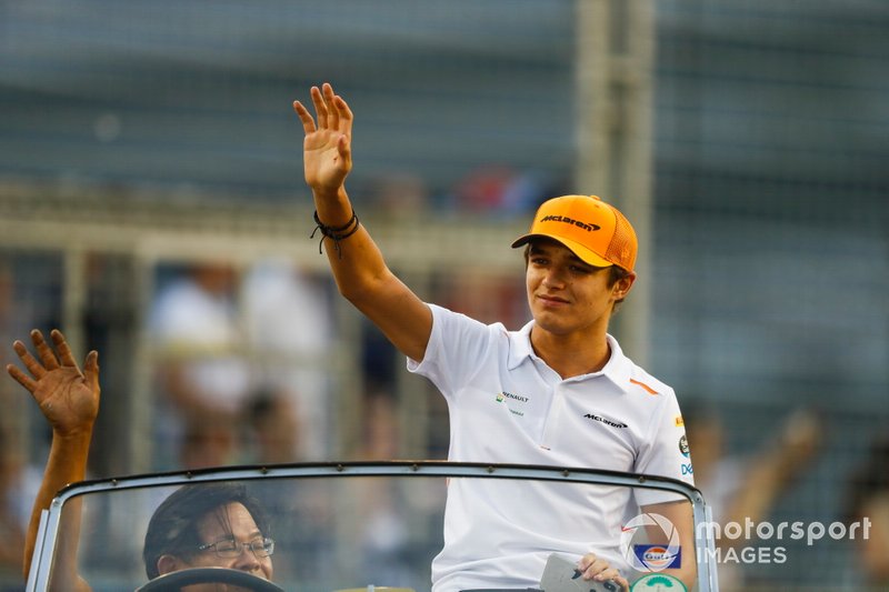 Lando Norris, McLaren, in the drivers parade