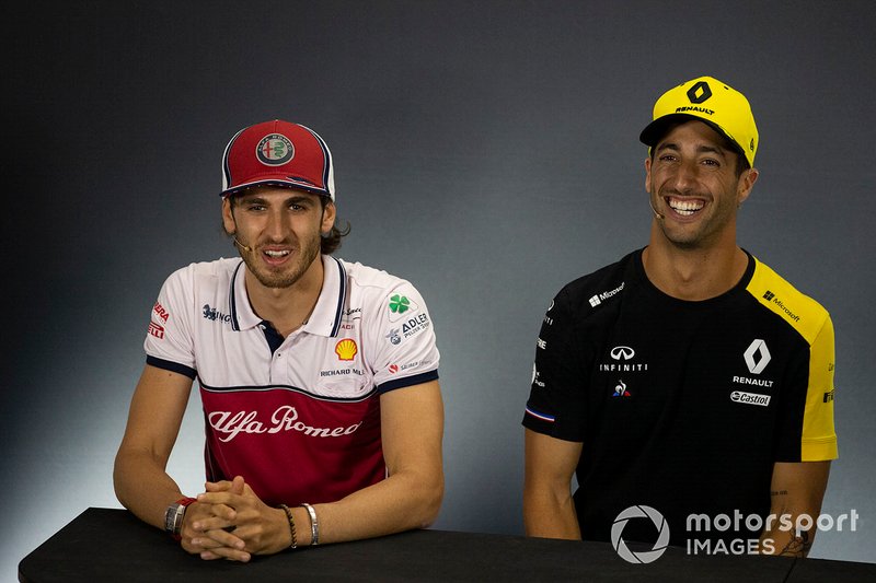 Antonio Giovinazzi, Alfa Romeo Racing and Daniel Ricciardo, Renault F1 Team In the Press Conference