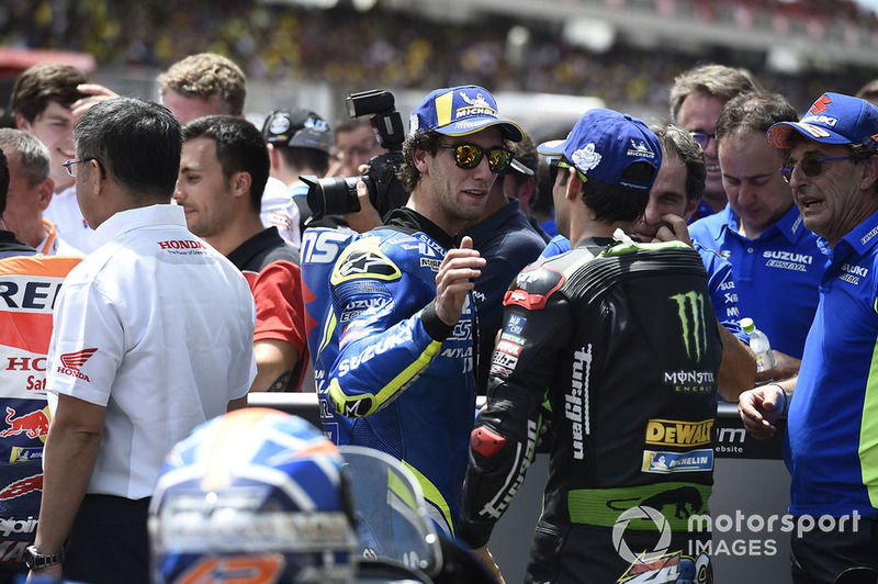 Second place Alex Rins, Team Suzuki MotoGP, third place Johann Zarco, Monster Yamaha Tech 3