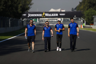 Pierre Gasly, Toro Rosso, walks the track with colleagues