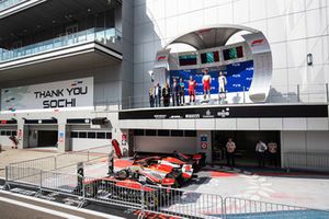 Podium: race winner Leonardo Pulcini, Campos Racing, second place Nikita Mazepin, ART Grand Prix, third place Anthoine Hubert, ART Grand Prix