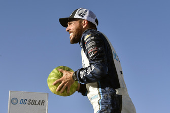 Ross Chastain, Chip Ganassi Racing, Chevrolet Camaro DC Solar celebrates his win
