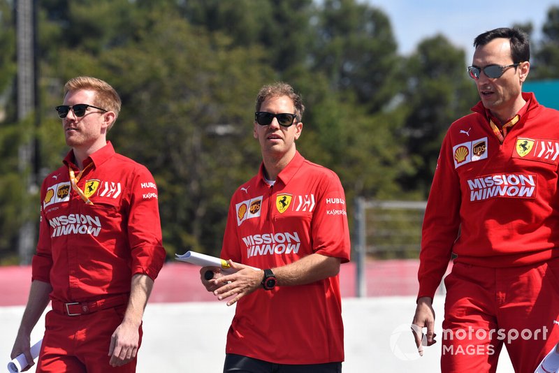 Sebastian Vettel, Ferrari walks the track