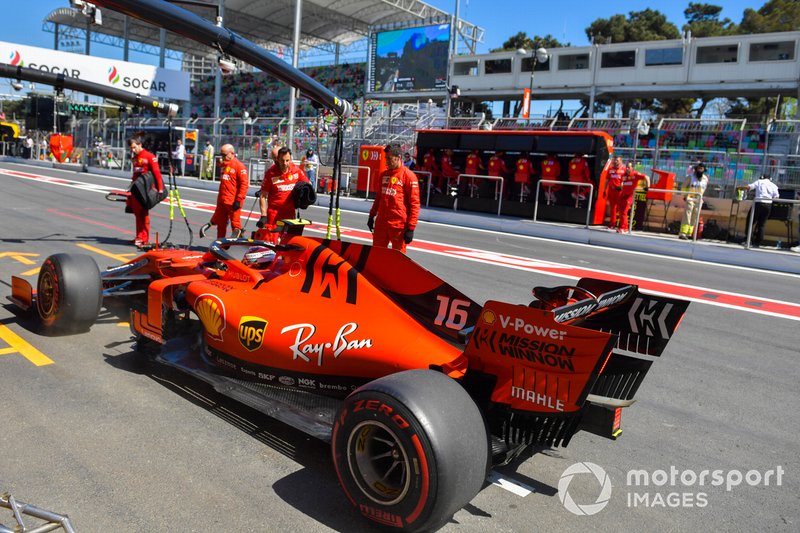 Charles Leclerc, Ferrari SF90, in pit lane