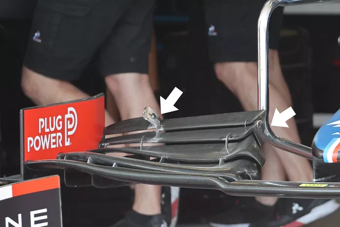 Detalle del alerón delantero del Alpine A521