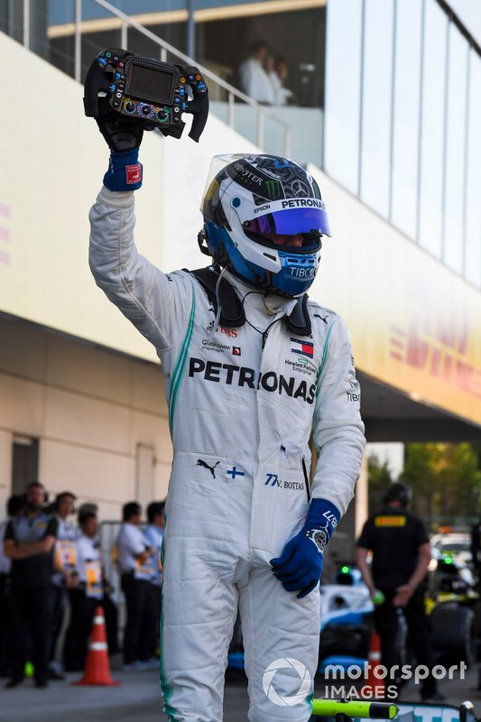 Valtteri Bottas, Mercedes AMG F1, 1st position, celebrates in Parc Ferme