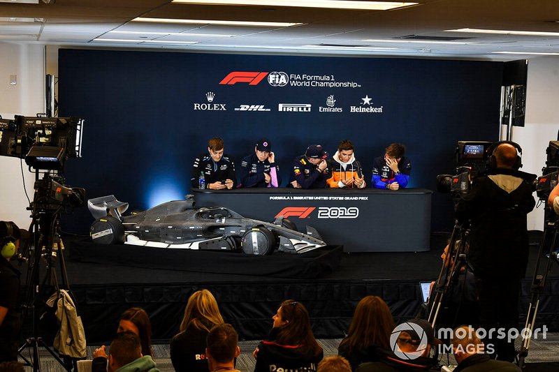 Press conference, George Russell, Williams Racing, Lance Stroll, Racing Point, Max Verstappen, Red Bull Racing, Lando Norris, McLaren and Pierre Gasly, Toro Rosso