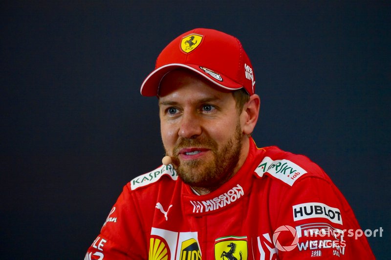 Sebastian Vettel, Ferrari, durante la conferenza stampa post Qualifiche