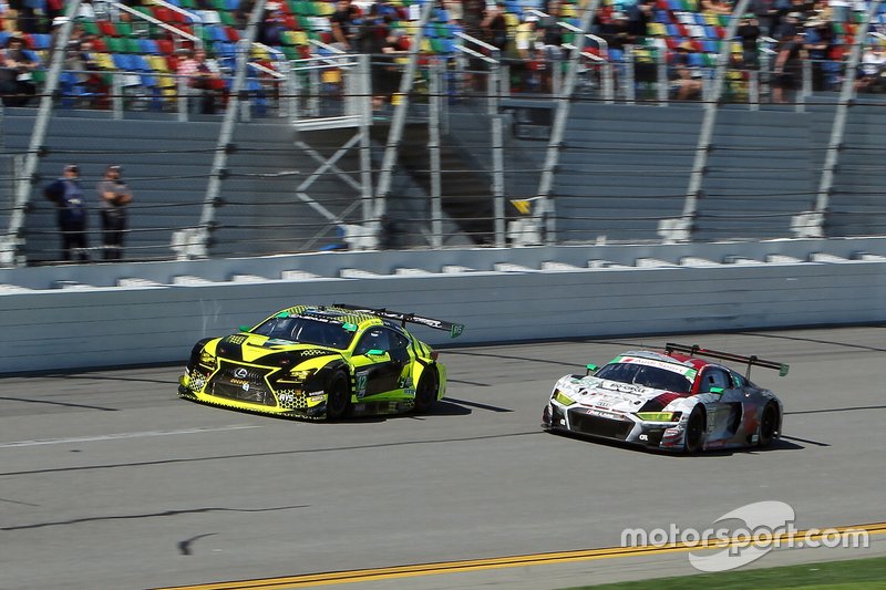 #12 AIM Vasser Sullivan Lexus RC F GT3: Frank Montecalvo, Townsend Bell, Shane van Gisbergen, Aaron Telitz, #88 WRT Speedstar Audi Sport Audi R8 LMS GT3: Mirko Bortolotti, Dries Vanthoor, Rolf Ineichen, Daniel Morad