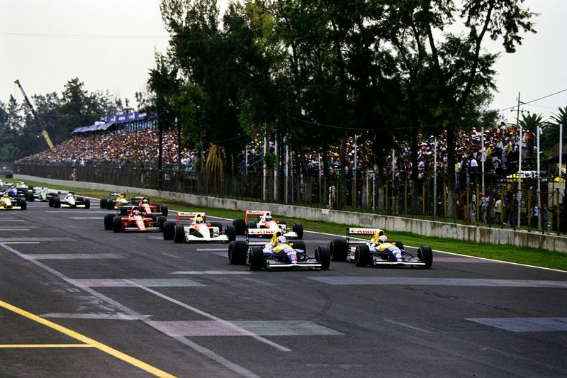Nigel Mansell, Williams FW14 Renault, Riccardo Patrese, Williams FW14 Renault, Ayrton Senna, McLaren MP4-6 Honda, Gerhard Berger, McLaren MP4-6 Honda, Alain Prost, Ferrari 643, Jean Alesi, Ferrari 643