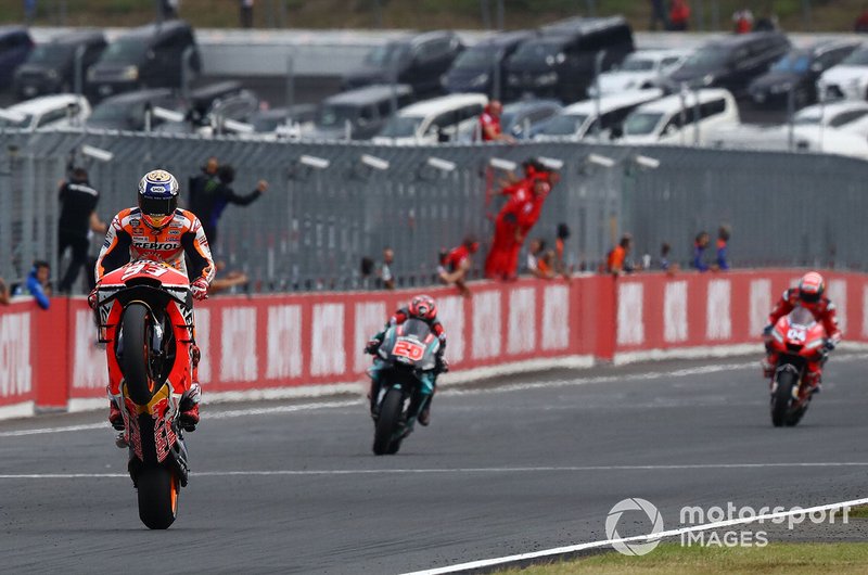 Race winner Marc Marquez, Repsol Honda Team, second place Fabio Quartararo, Petronas Yamaha SRT, third place Andrea Dovizioso, Ducati Team