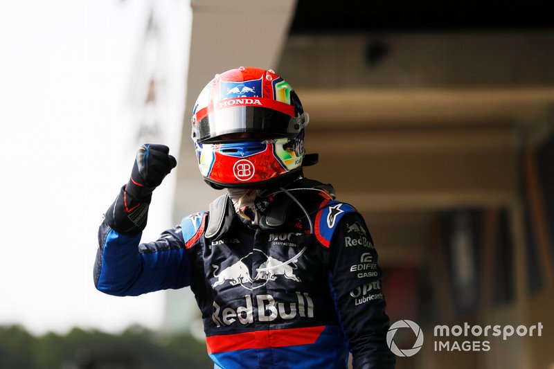 Pierre Gasly, Toro Rosso celebra en Parc Ferme