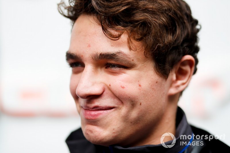 Lando Norris, McLaren speaks to the media