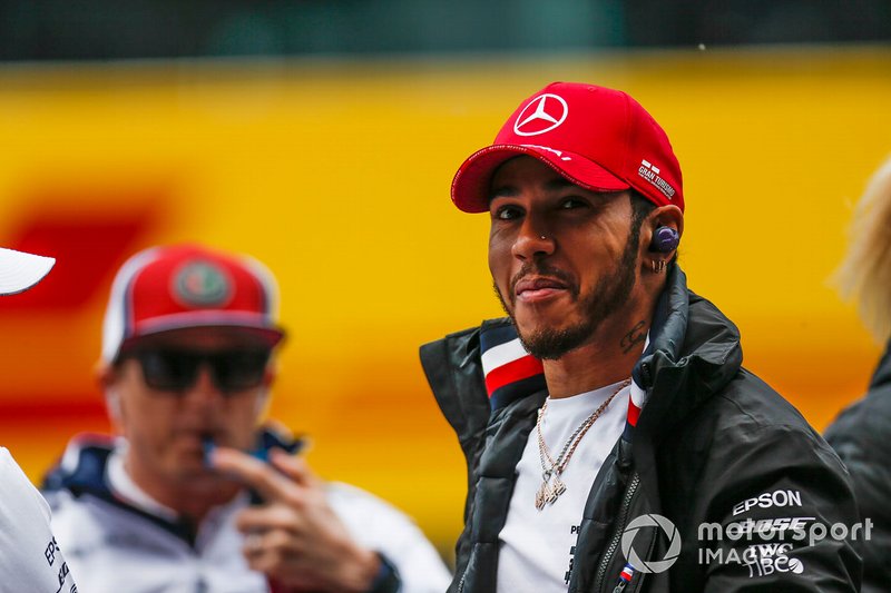 Lewis Hamilton, Mercedes AMG F1, in the drivers parade