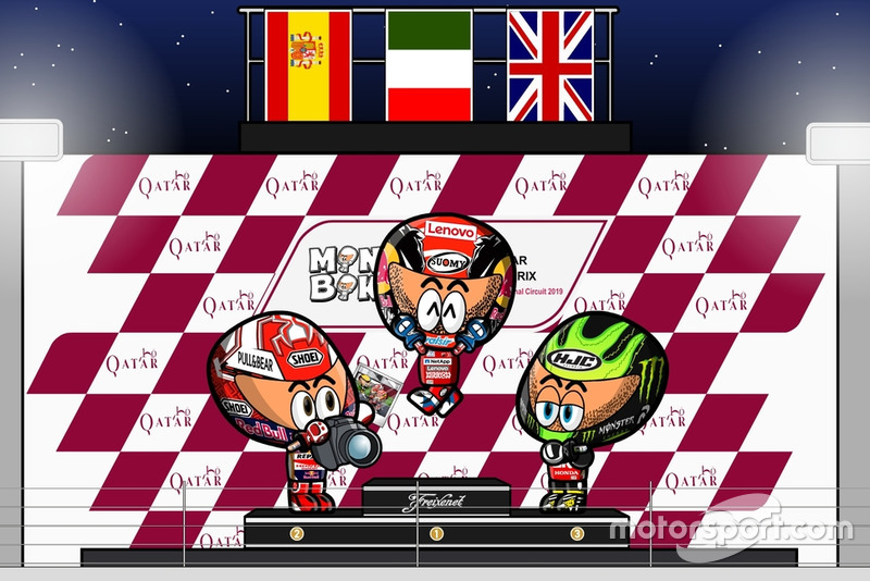 El podio del GP de Qatar de MotoGP 2019, por MiniBikers
