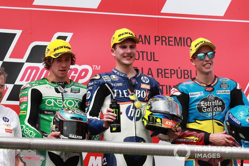 Podio: il vincitore della gara Lorenzo Baldassarri, Pons HP40, il secondo classificato Remy Gardner, SAG Racing Team, il terzo classificato Alex Marquez, Marc VDS Racing