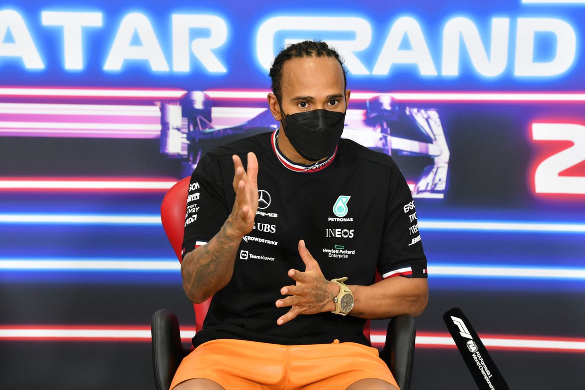 Lewis Hamilton, Mercedes, ganador, en rueda de prensa