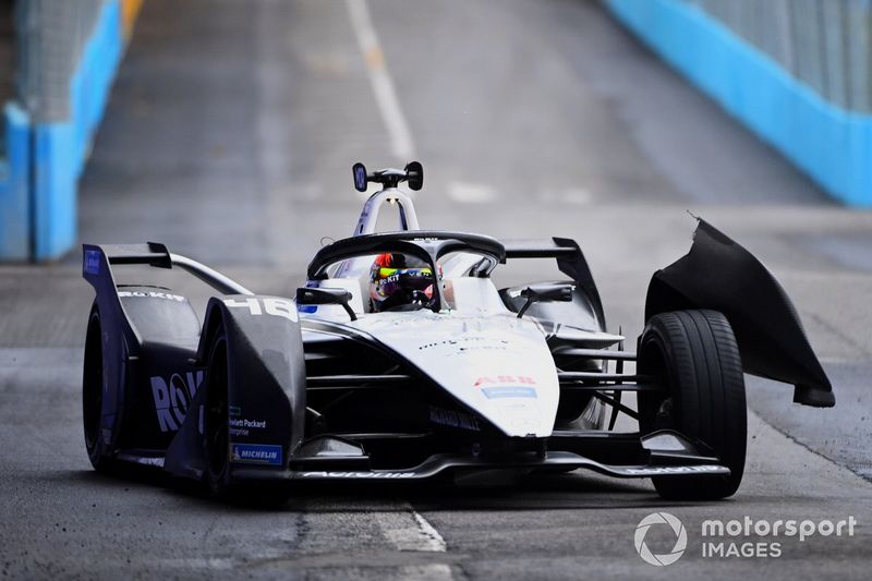 Edoardo Mortara, Venturi Racing, Silver Arrow 02, con daños en la parte delantera