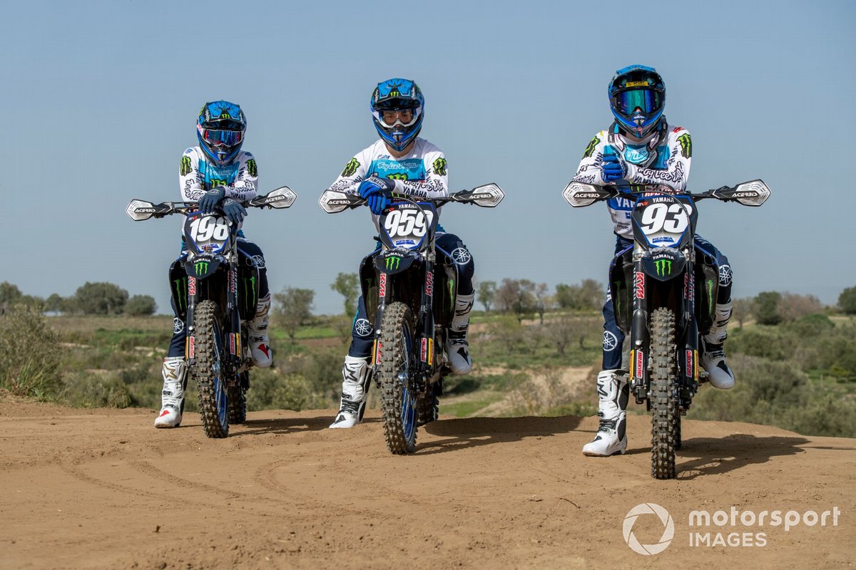 Van links naar rechts: Thibault Benistant, Maxime Renaux en Jago Geerts, Monster Energy Yamaha MX2 Factory Racing