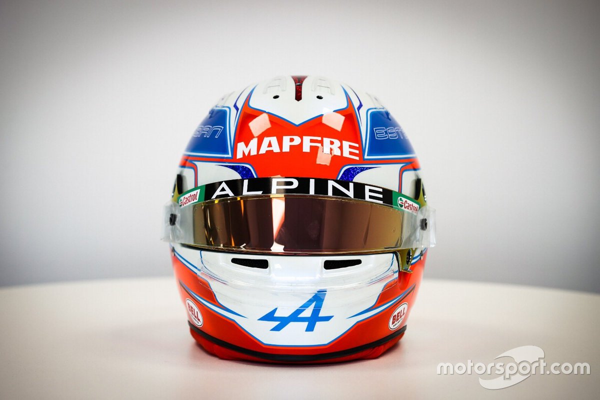 El casco de Esteban Ocon, Alpine F1 Team