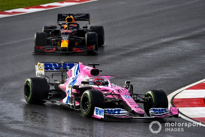 Sergio Perez, Racing Point RP20, Max Verstappen, Red Bull Racing RB16