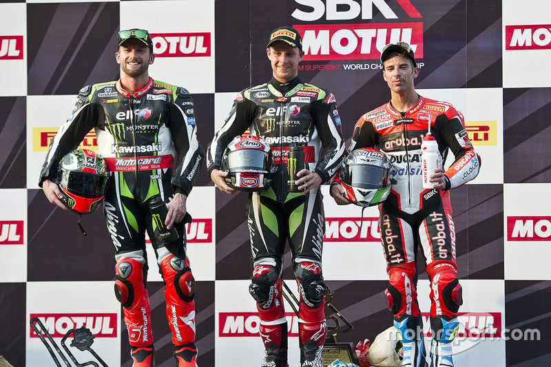 Podium: ganador, Jonathan Rea, Kawasaki Racing, segundo, Tom Sykes, Kawasaki Racing, tercero, Marco Melandri, Ducati Team