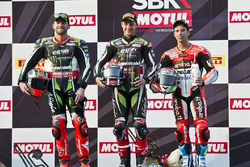 Podium: race winner Jonathan Rea, Kawasaki Racing, second place Tom Sykes, Kawasaki Racing, third place Marco Melandri, Ducati Team