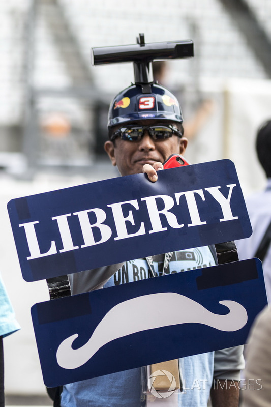 Red Bull Racing fan and Liberty Media fan and banners