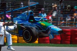 Michael Schumacher, Benetton B194 Ford after the crash