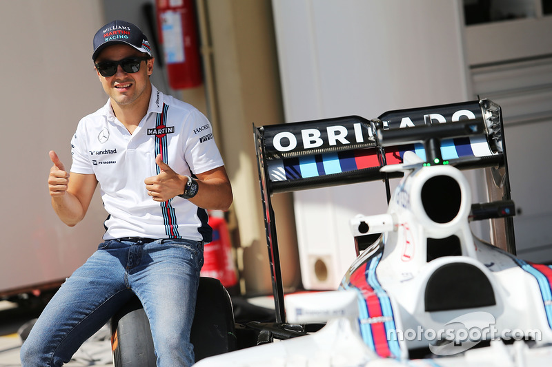 Felipe Massa, with a specially liveried Williams FW38 marking his retirement from F1