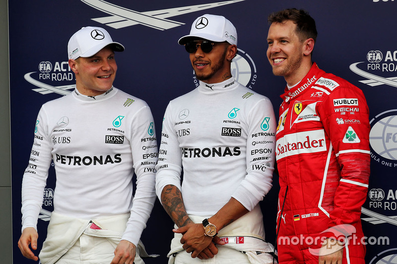 Polesitter Lewis Hamilton, 2. Sebastian Vettel, 3. Valtteri Bottas