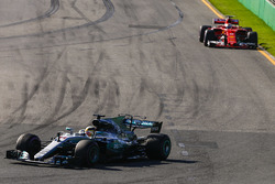 Lewis Hamilton, Mercedes AMG F1 W08, leads Sebastian Vettel, Ferrari SF70H