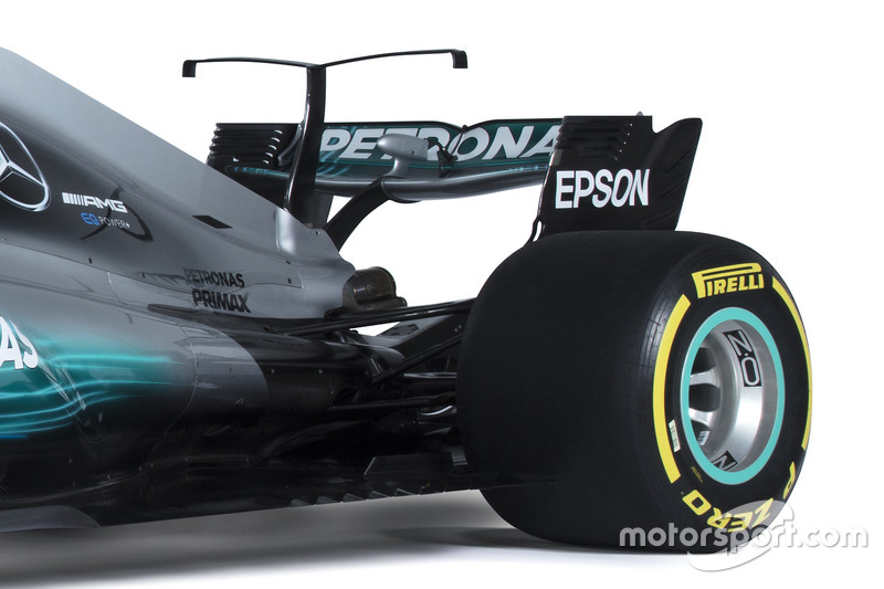 L'arrière de la Mercedes AMG F1 W08