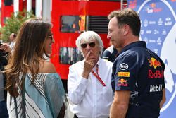 Bernie Ecclestone met zijn vrouw Fabiana Ecclestone, Christian Horner, Red Bull Racing Team Principa