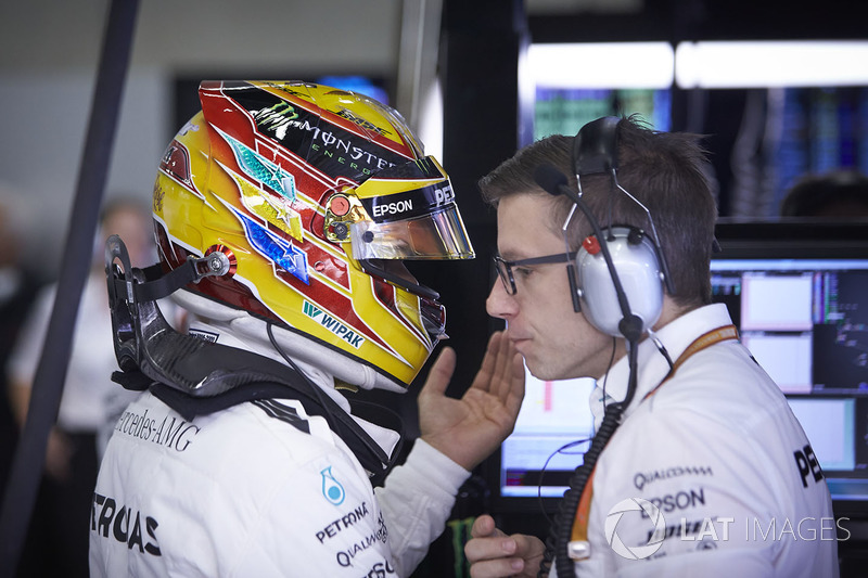 Lewis Hamilton, Mercedes AMG F1, Andrew Shovlin, Şef Yarış Mühendisi, Mercedes AMG F1