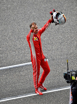 Sebastian Vettel, Ferrari celebra en parc ferme