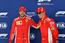 Sebastian Vettel, Ferrari and Kimi Raikkonen, Ferrari celebrate in parc ferme