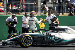 Pole sitter Lewis Hamilton, Mercedes-AMG F1 celebrates in parc ferme