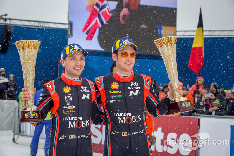 Los ganadores del Rally de Suecia 2018: Neuville, Nicolas Gilsoul, Hyundai i20 WRC, Hyundai Motorsport