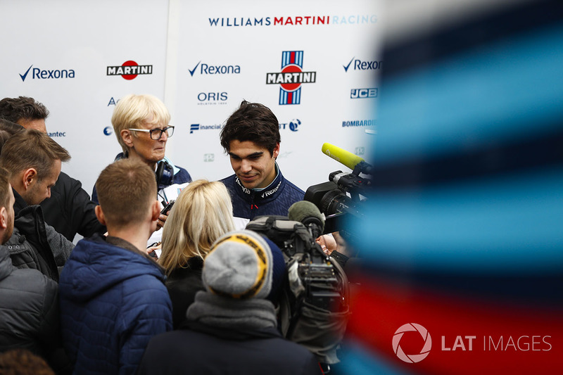 Lance Stroll, Williams. Ann Bradshaw stands behind
