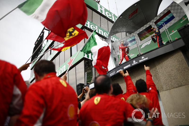 Podyum: Yarış galibi Sebastian Vettel, Ferrari, 3. Max Verstappen, Red Bull Racing