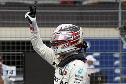 Pole man Lewis Hamilton, Mercedes AMG F1, celebrates