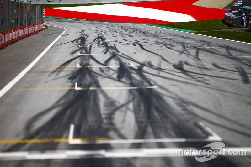 Tyre marks on the track