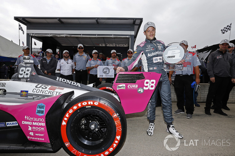 Marco Andretti, Herta - Andretti Autosport Honda celebrates winning the Verizon P1 Pole Award