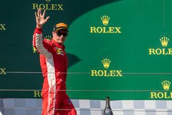 Kimi Raikkonen, Ferrari celebrates on the podium