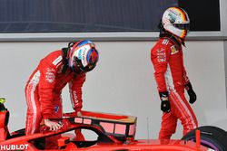 Kimi Raikkonen, Ferrari and Sebastian Vettel, Ferrari in parc ferme