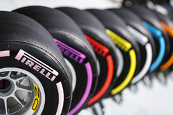 The full range of Pirelli dry weather F1 tyres