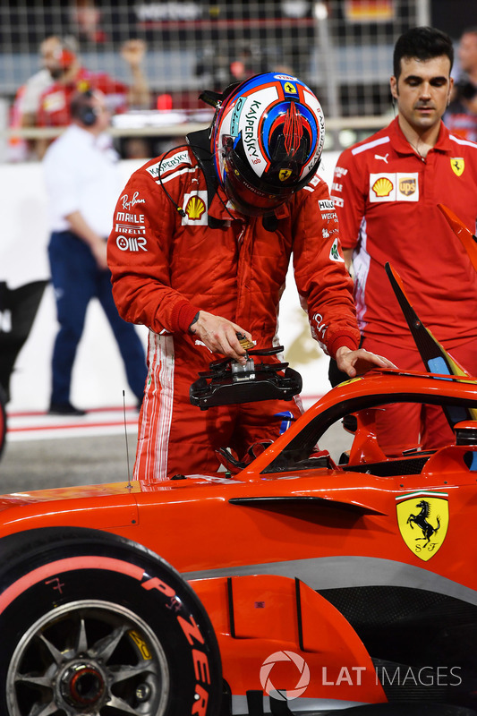 Kimi Raikkonen, Ferrari SF71H in parc ferme