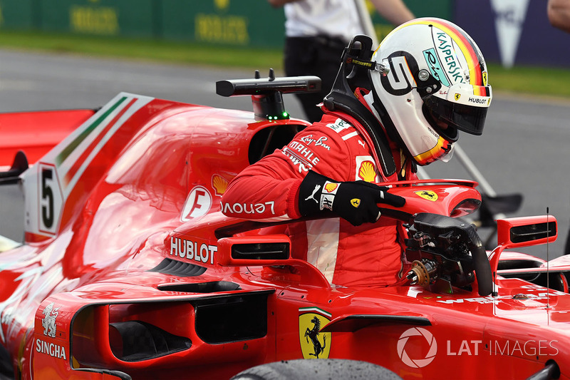 Sebastian Vettel, Ferrari SF-71H in parc ferme